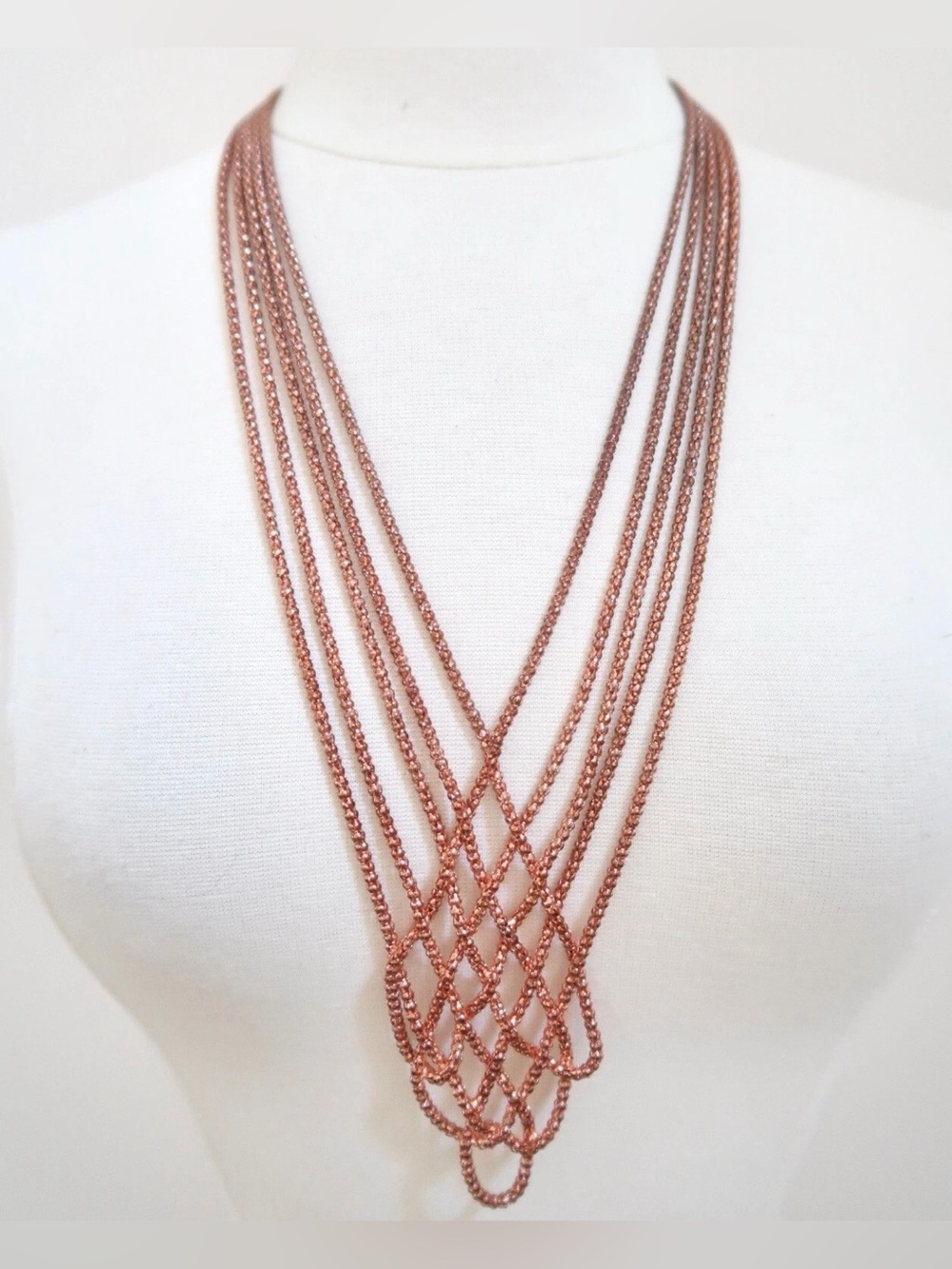 Layered Rose Gold Multi-Strand Statement Necklace - Women Jewelry